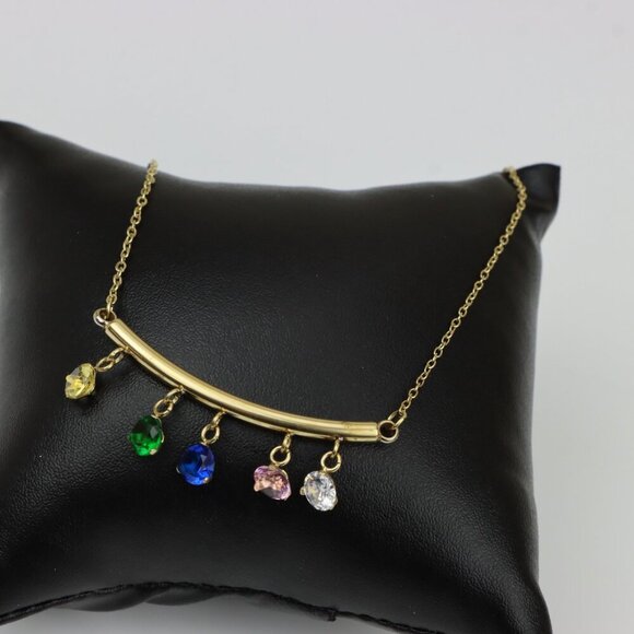 "Colorful Stone Drop Bar Pendant Necklace, XPNL0307 - Picture 7 of 13